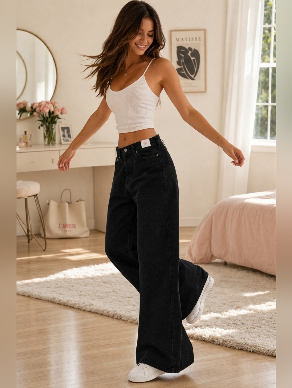 Universal Thread Stylish Women Black Wide Leg Jeans. Dressy/Casual.  SIZE 6 NWT